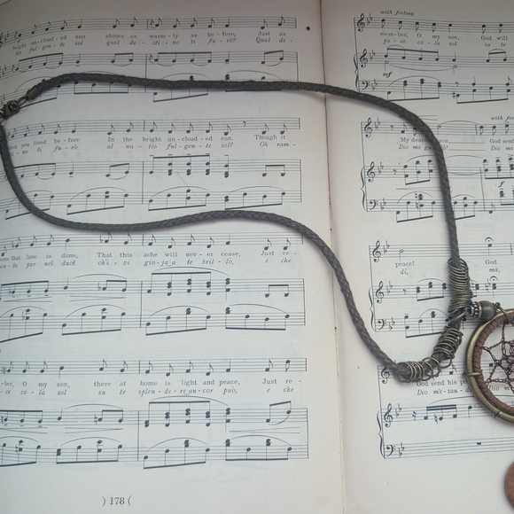 Bohemian Dreamcatcher Necklace in Brown and Silver - Picture 5 of 12